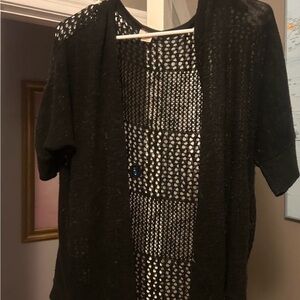 Mossimo Supply Co. Black Open-Knit Short Sleeve Cardigan